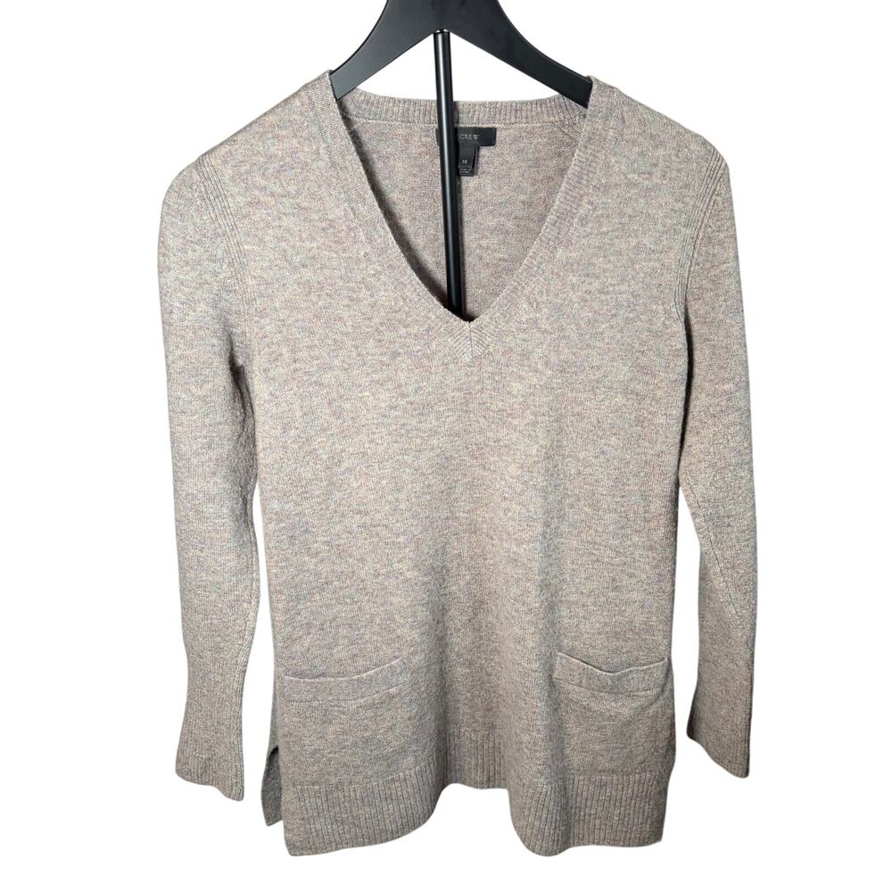 J.Crew womens V neck tunic length gray sweater. Size XS. wool alpaca blend